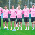 Varios jugadores del Celta B durante un entrenamiento